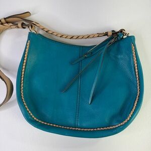 b Makowsky Teal Blue Leather Crossbody Bag